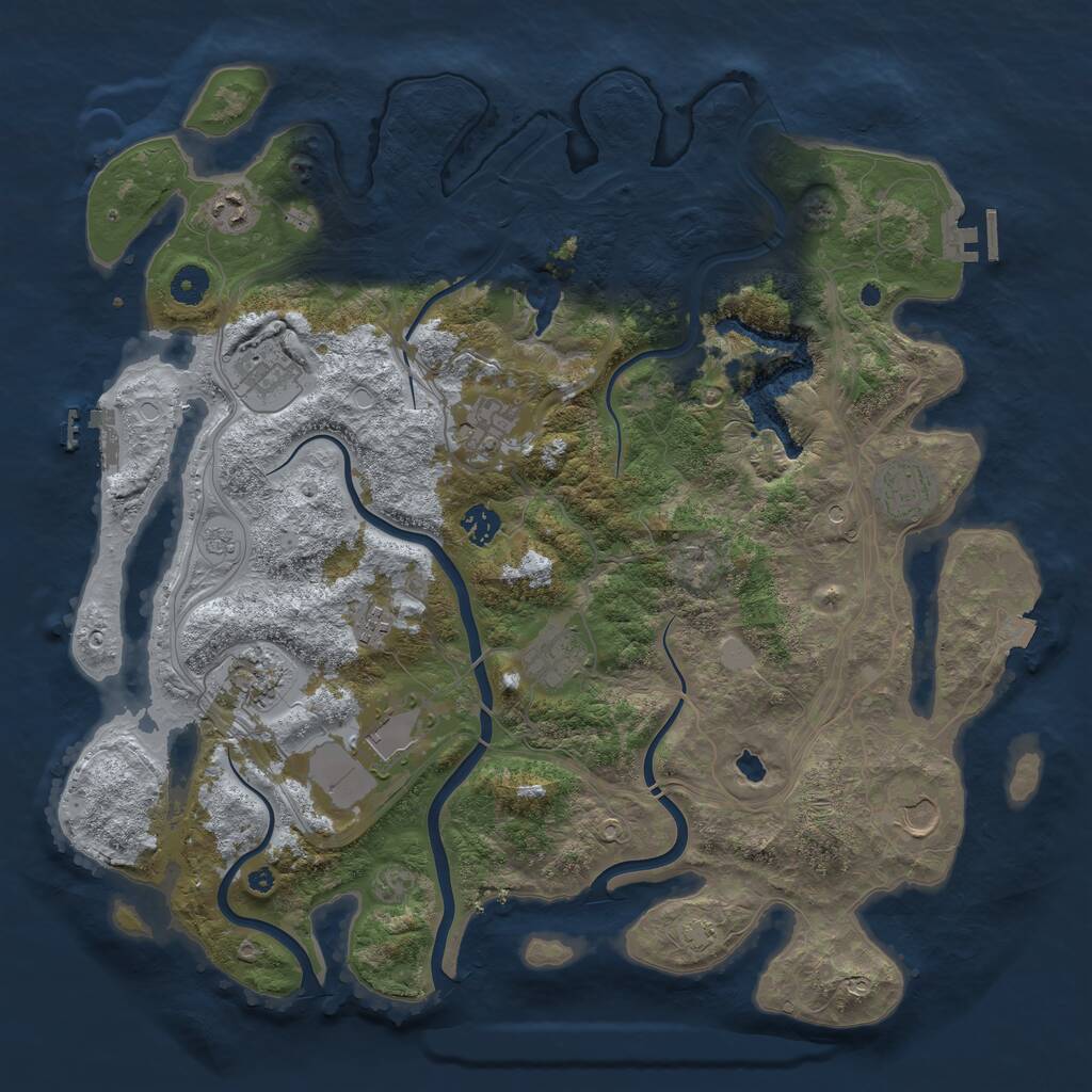 Rust Map: Procedural Map, Size: 4250, Seed: 893594473, 16 Monuments