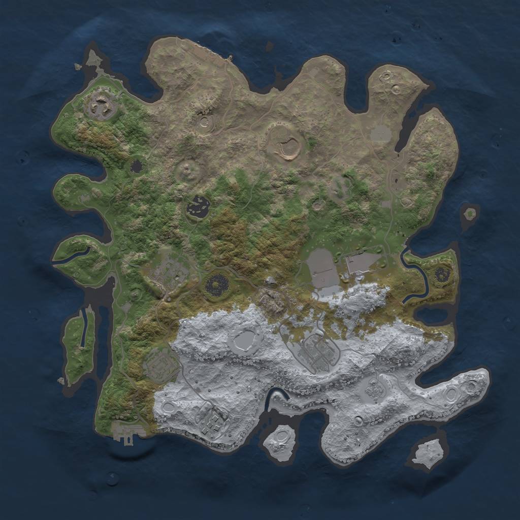 Rust Map: Procedural Map, Size: 3500, Seed: 1869017013, 17 Monuments