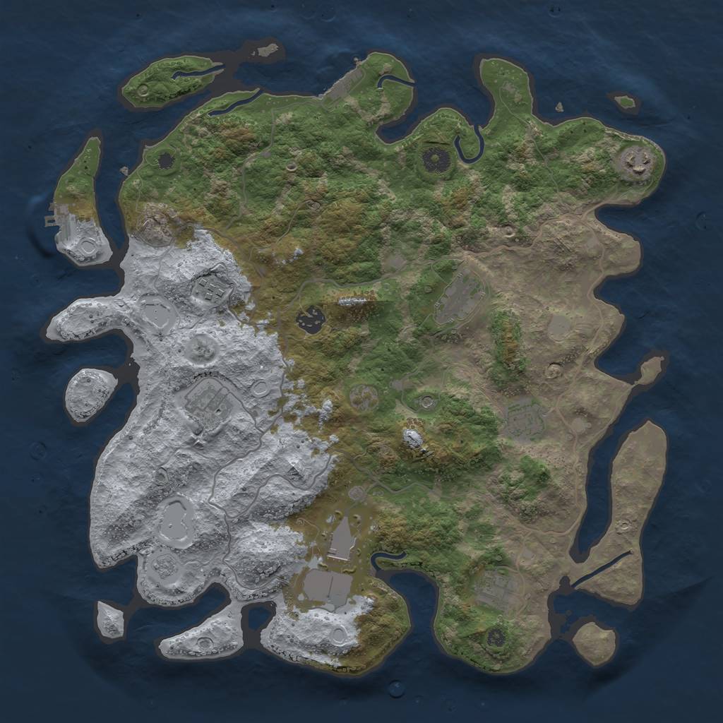 Rust Map: Procedural Map, Size: 4000, Seed: 3995, 17 Monuments
