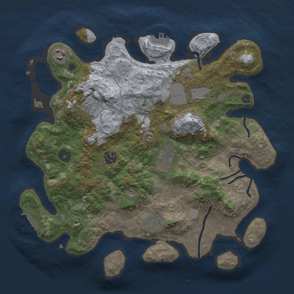 Rust Map: Procedural Map, Size: 3500, Seed: 1704946267, 15 Monuments