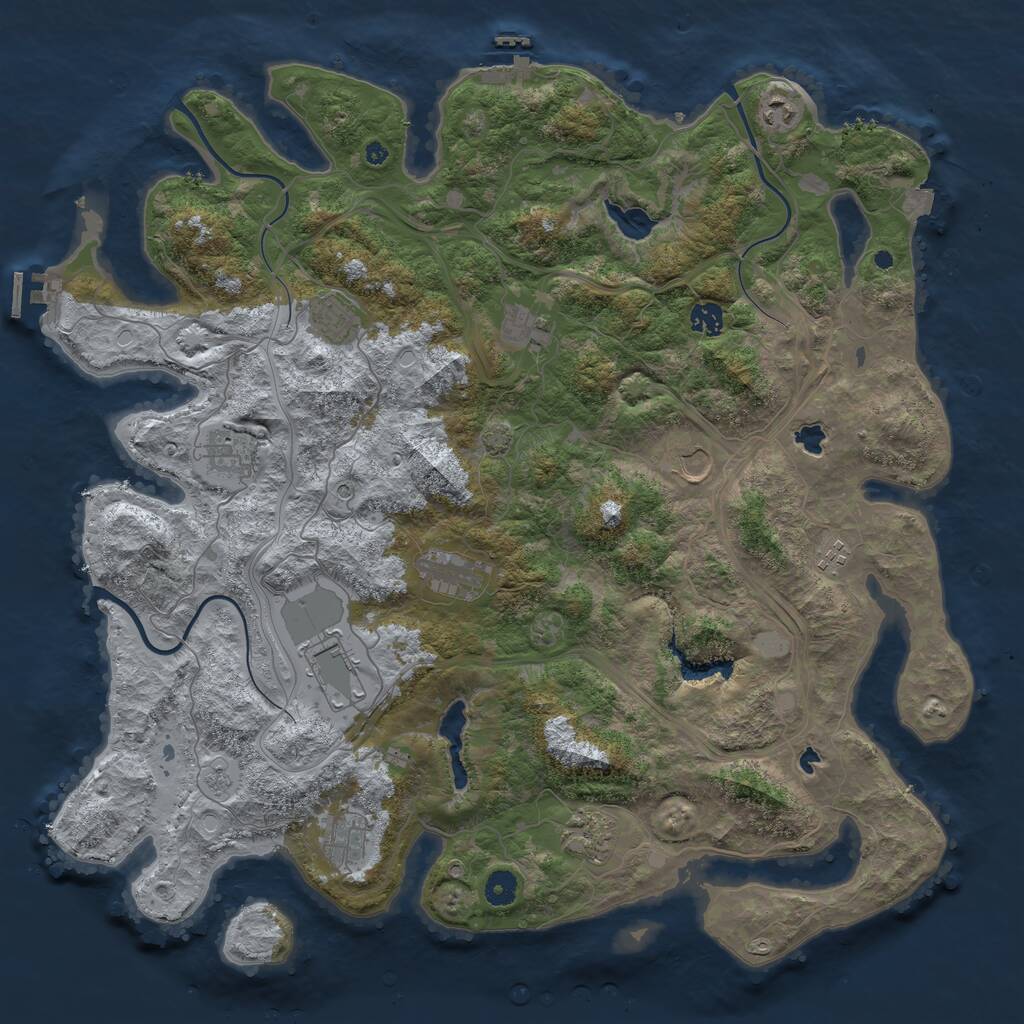 Rust Map: Procedural Map, Size: 4500, Seed: 1754049928, 17 Monuments