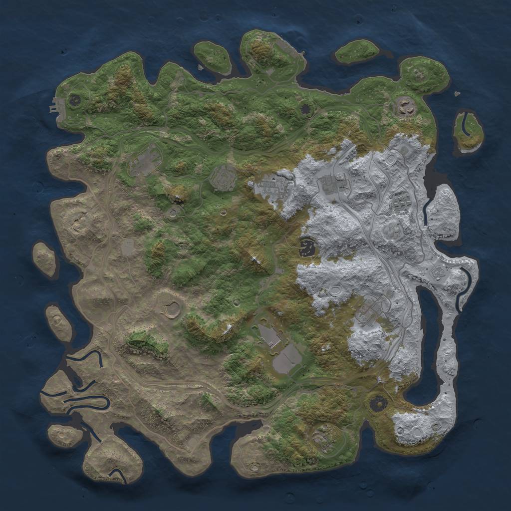 Rust Map: Procedural Map, Size: 4500, Seed: 1360738074, 20 Monuments