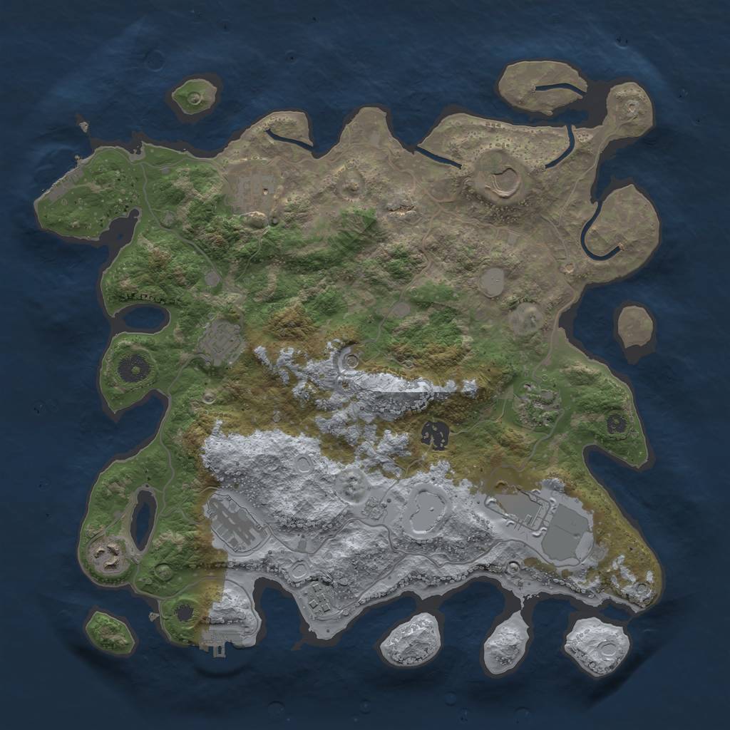 Rust Map: Procedural Map, Size: 3700, Seed: 1612132866, 18 Monuments