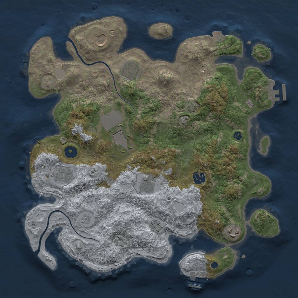Rust Map: Procedural Map, Size: 3600, Seed: 119963473, 14 Monuments