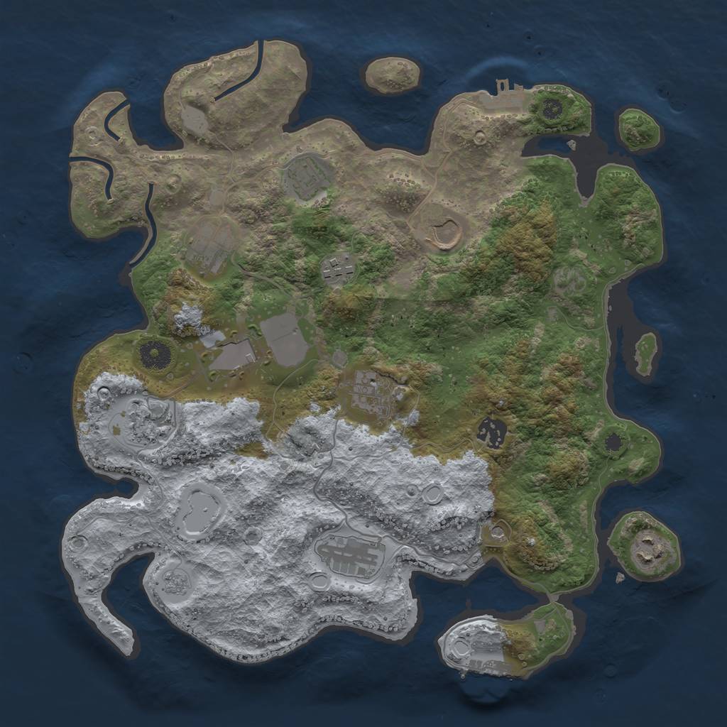 Rust Map: Procedural Map, Size: 3600, Seed: 119963473, 19 Monuments