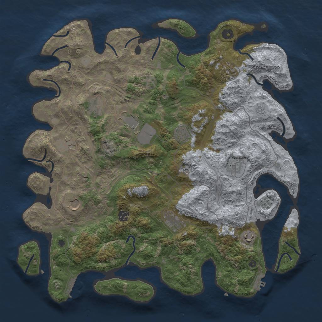 Rust Map: Procedural Map, Size: 4250, Seed: 1990964361, 20 Monuments