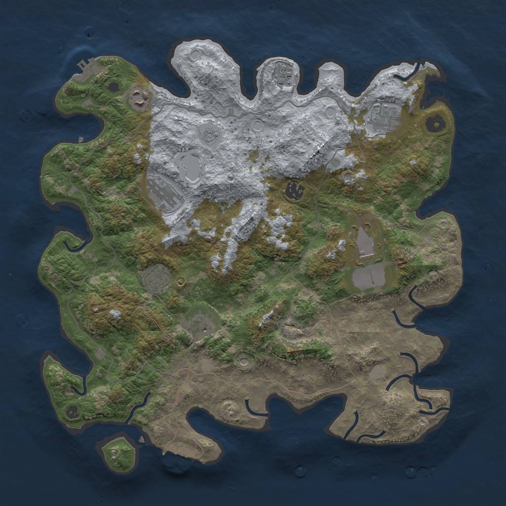 Rust Map: Procedural Map, Size: 4000, Seed: 98234, 17 Monuments