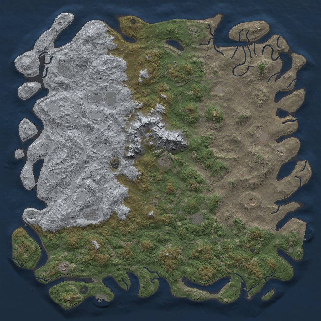 Rust Map: Procedural Map, Size: 6000, Seed: 300910343, 20 Monuments