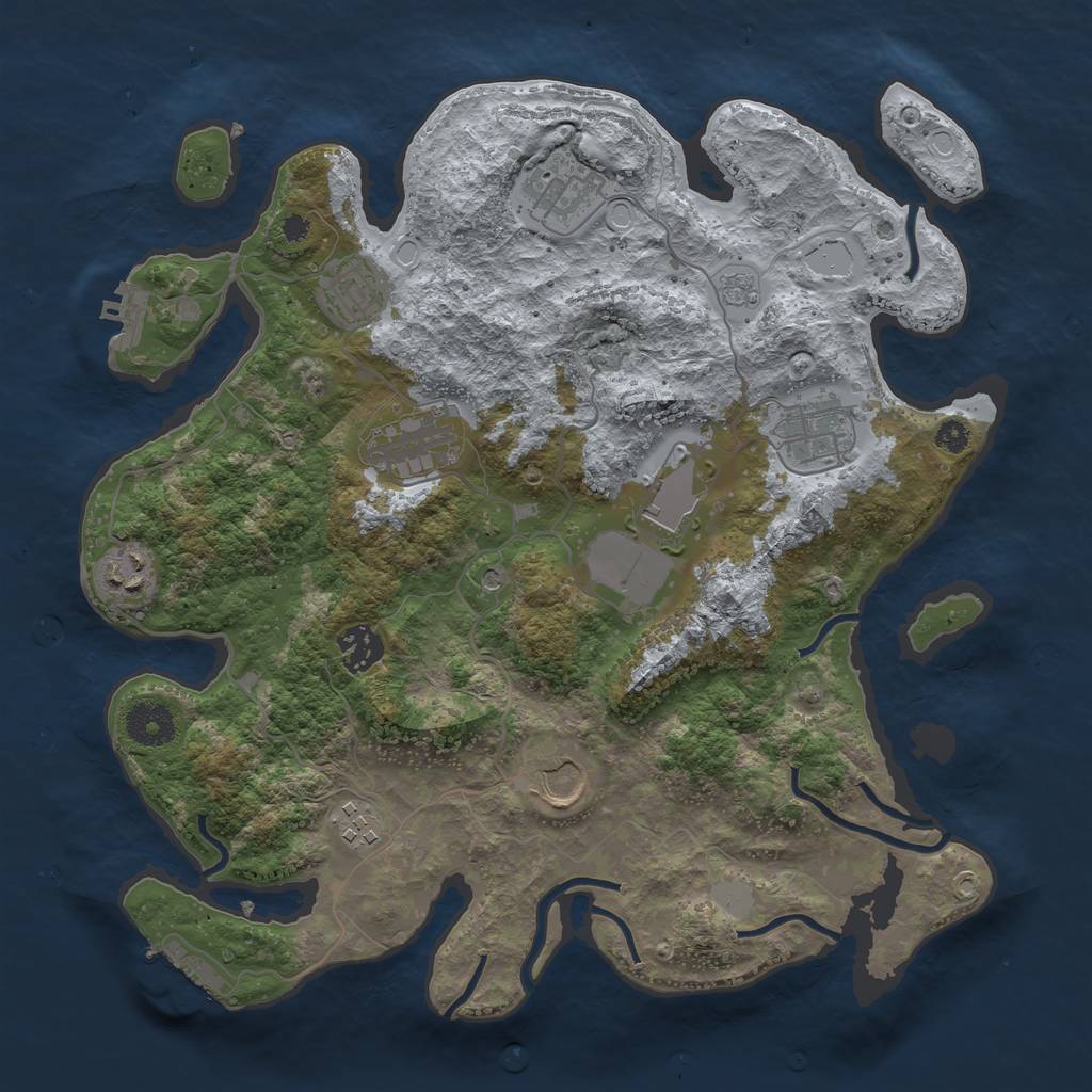 Rust Map: Procedural Map, Size: 3500, Seed: 1846880176, 18 Monuments