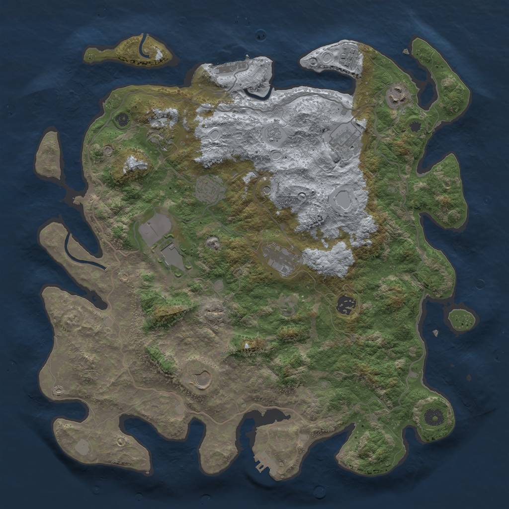 Rust Map: Procedural Map, Size: 4050, Seed: 708446679, 18 Monuments