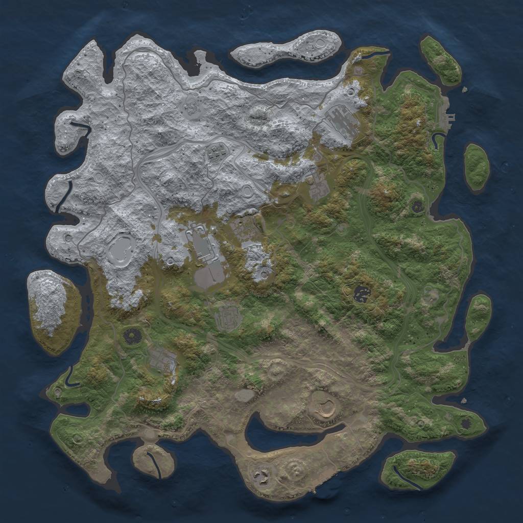 Rust Map: Procedural Map, Size: 4500, Seed: 2137003975, 19 Monuments