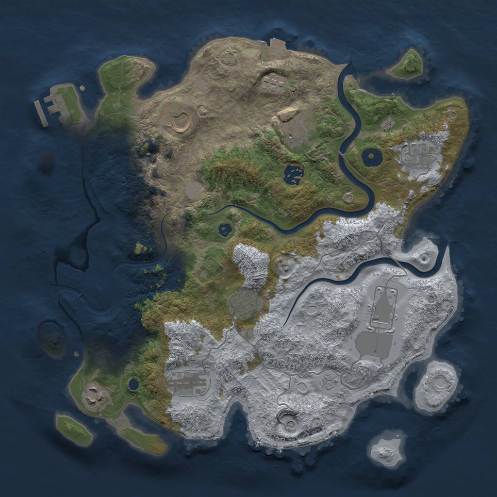 Rust Map: Procedural Map, Size: 3700, Seed: 129109243, 14 Monuments