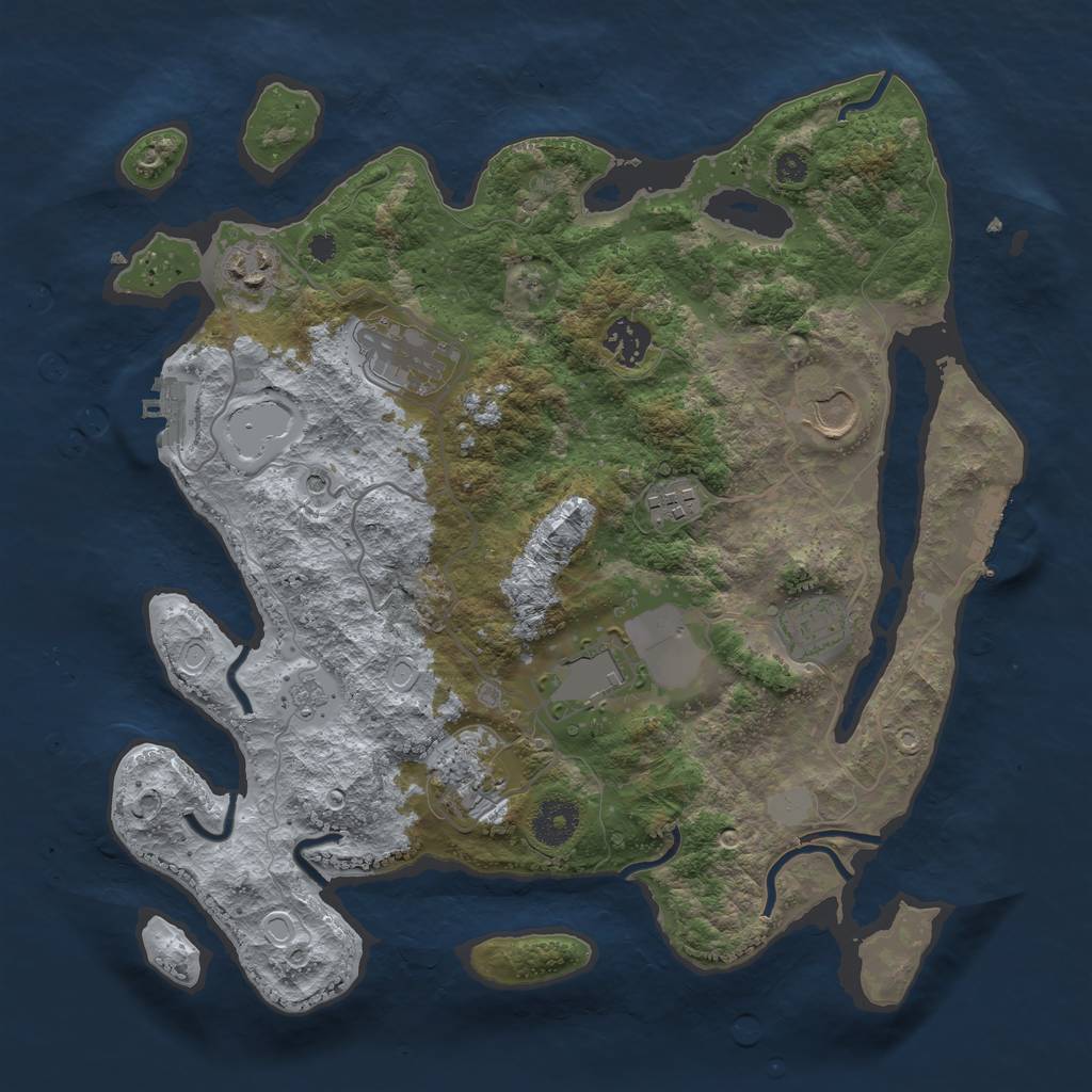 Rust Map: Procedural Map, Size: 3500, Seed: 735289513, 17 Monuments