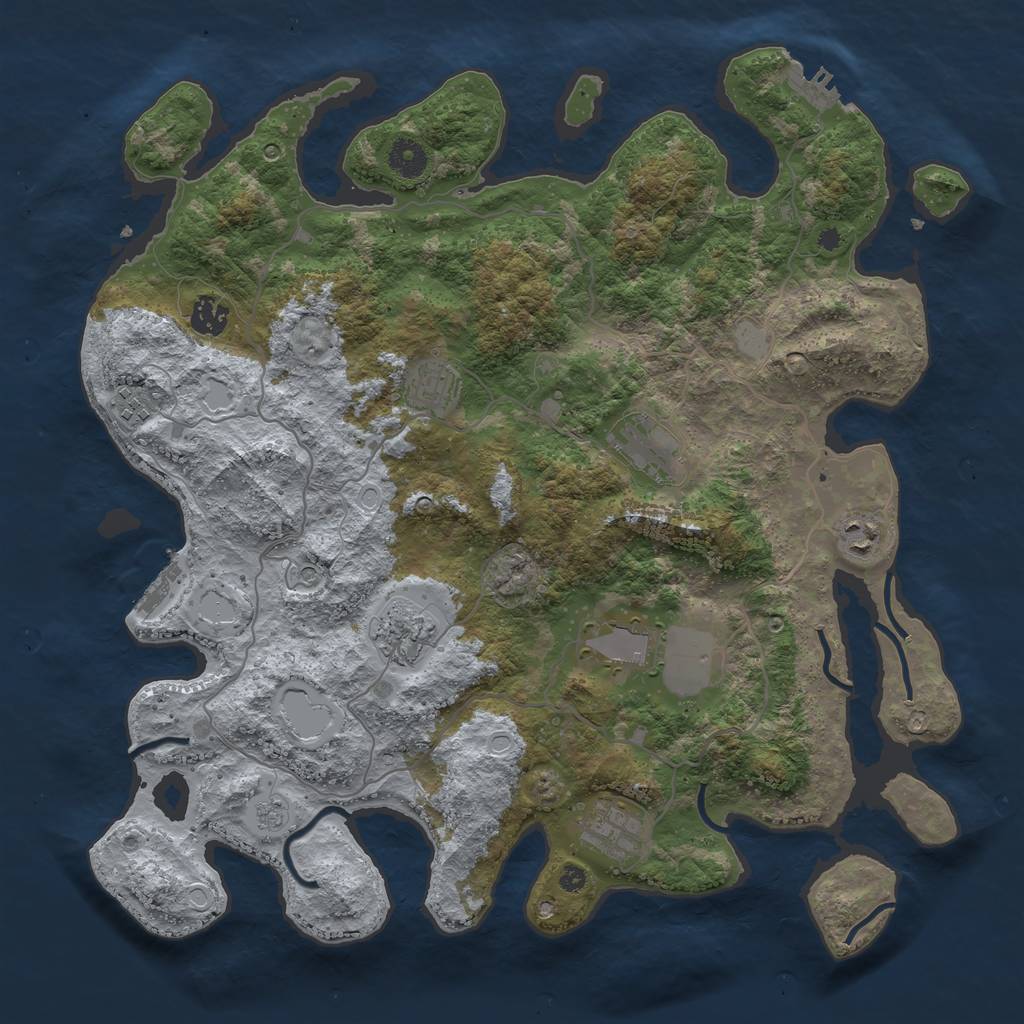 Rust Map: Procedural Map, Size: 4000, Seed: 74489, 17 Monuments