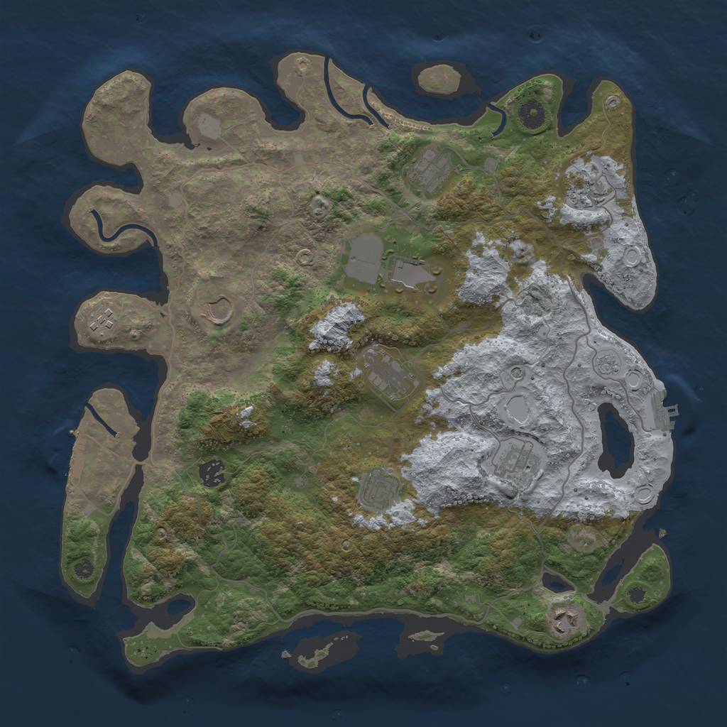 Rust Map: Procedural Map, Size: 4000, Seed: 500253312, 19 Monuments
