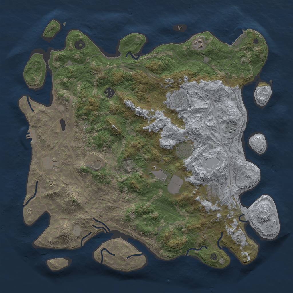 Rust Map: Procedural Map, Size: 4300, Seed: 11223333, 18 Monuments