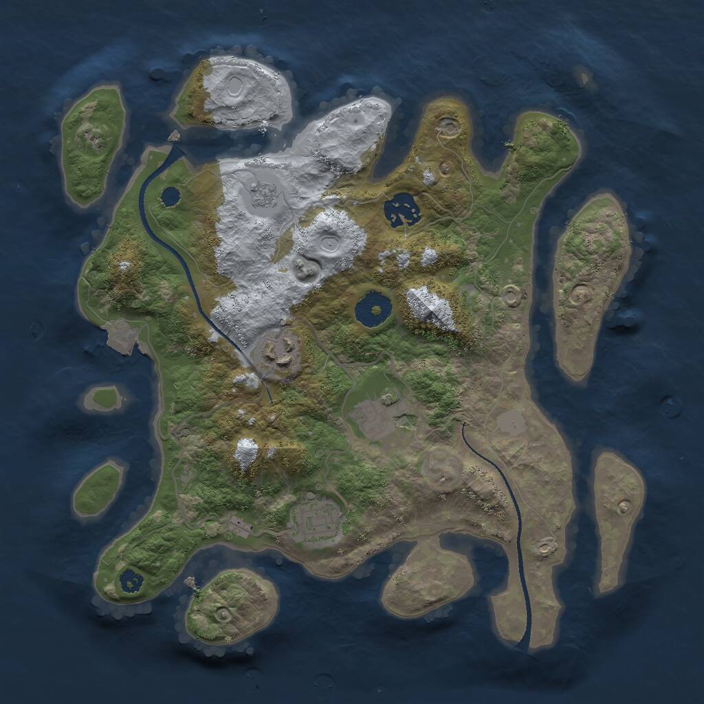Rust Map: Procedural Map, Size: 3000, Seed: 58171778, 6 Monuments
