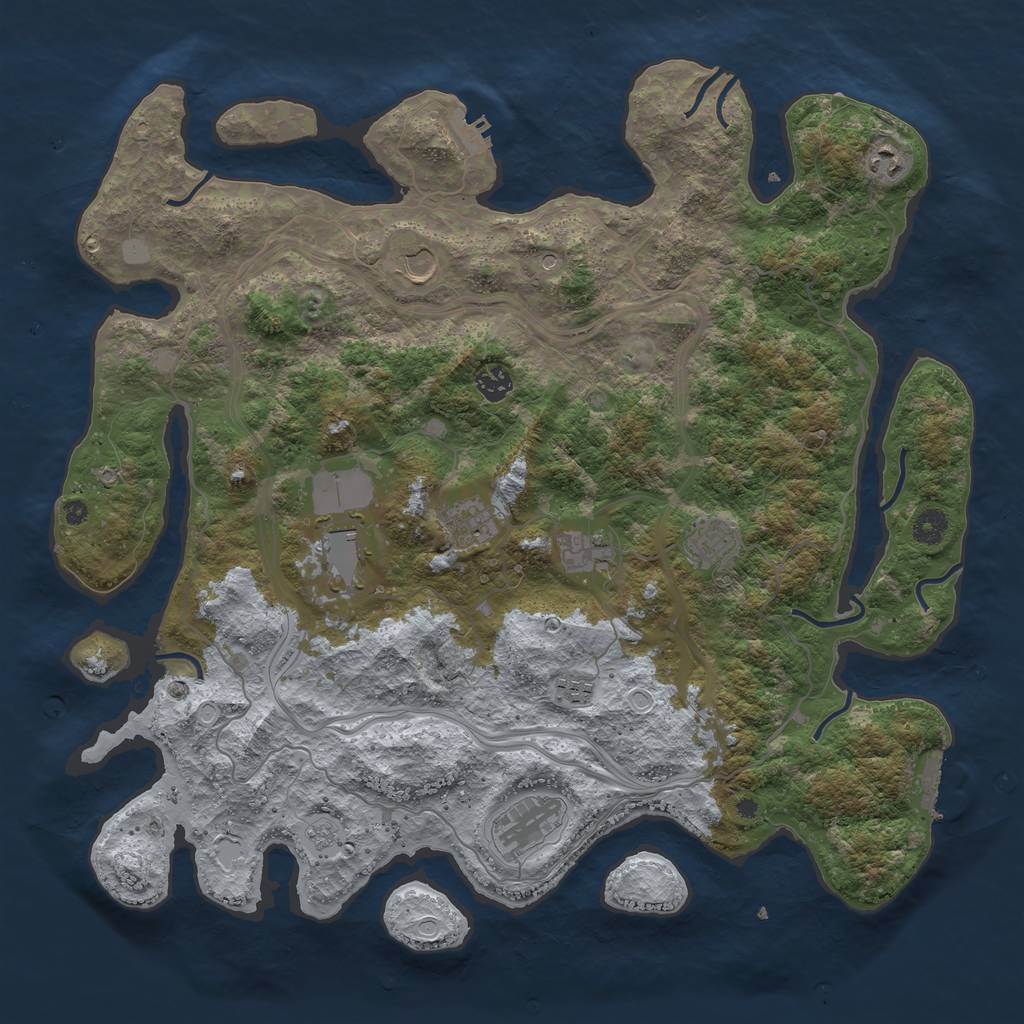 Rust Map: Procedural Map, Size: 4350, Seed: 2017560248, 18 Monuments