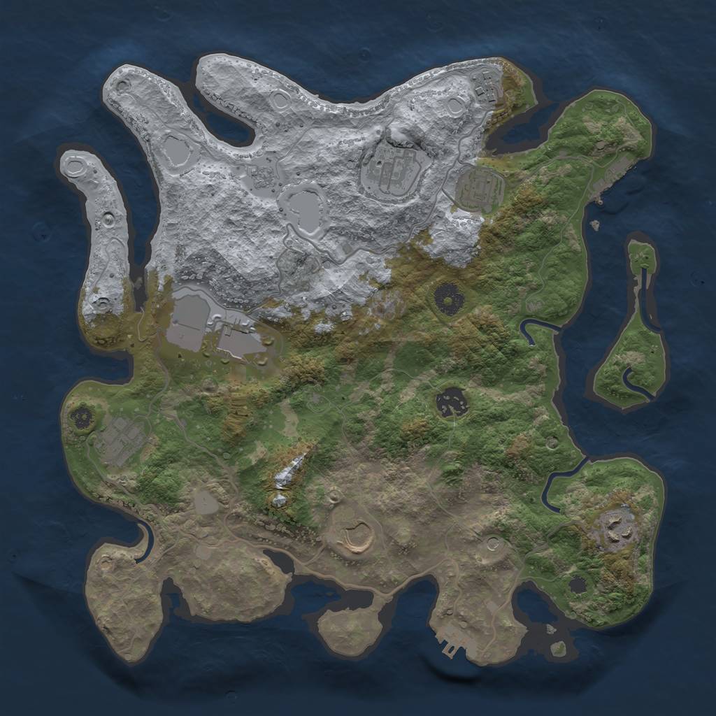 Rust Map: Procedural Map, Size: 3500, Seed: 3068416, 17 Monuments