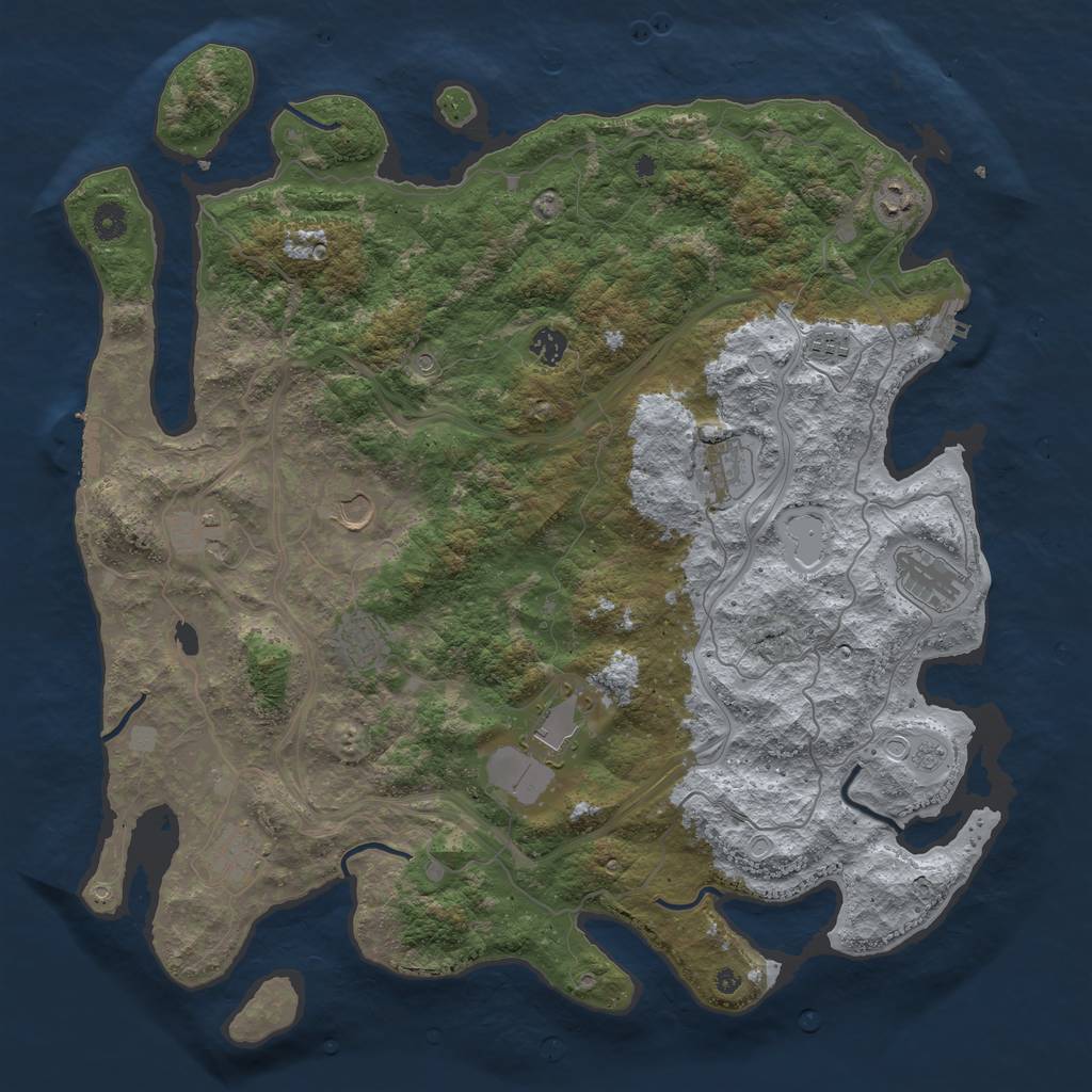 Rust Map: Procedural Map, Size: 4500, Seed: 1525601654, 19 Monuments