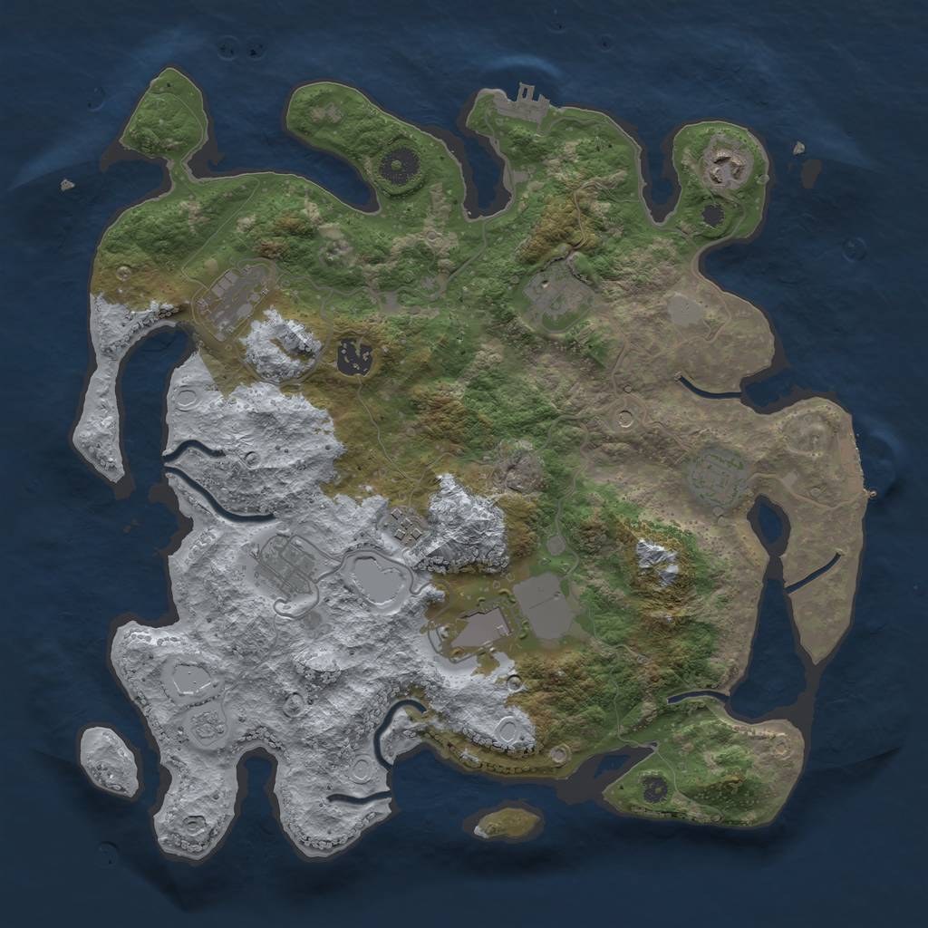 Rust Map: Procedural Map, Size: 3700, Seed: 341399754, 17 Monuments