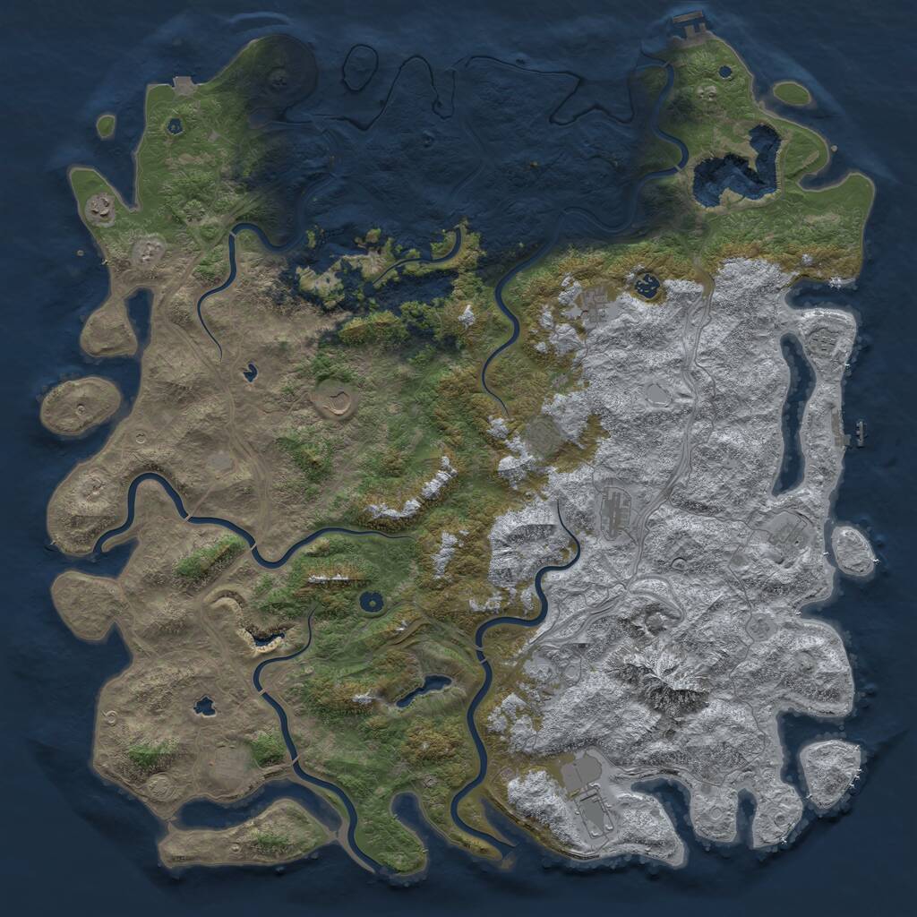 Rust Map: Procedural Map, Size: 6000, Seed: 426170697, 17 Monuments