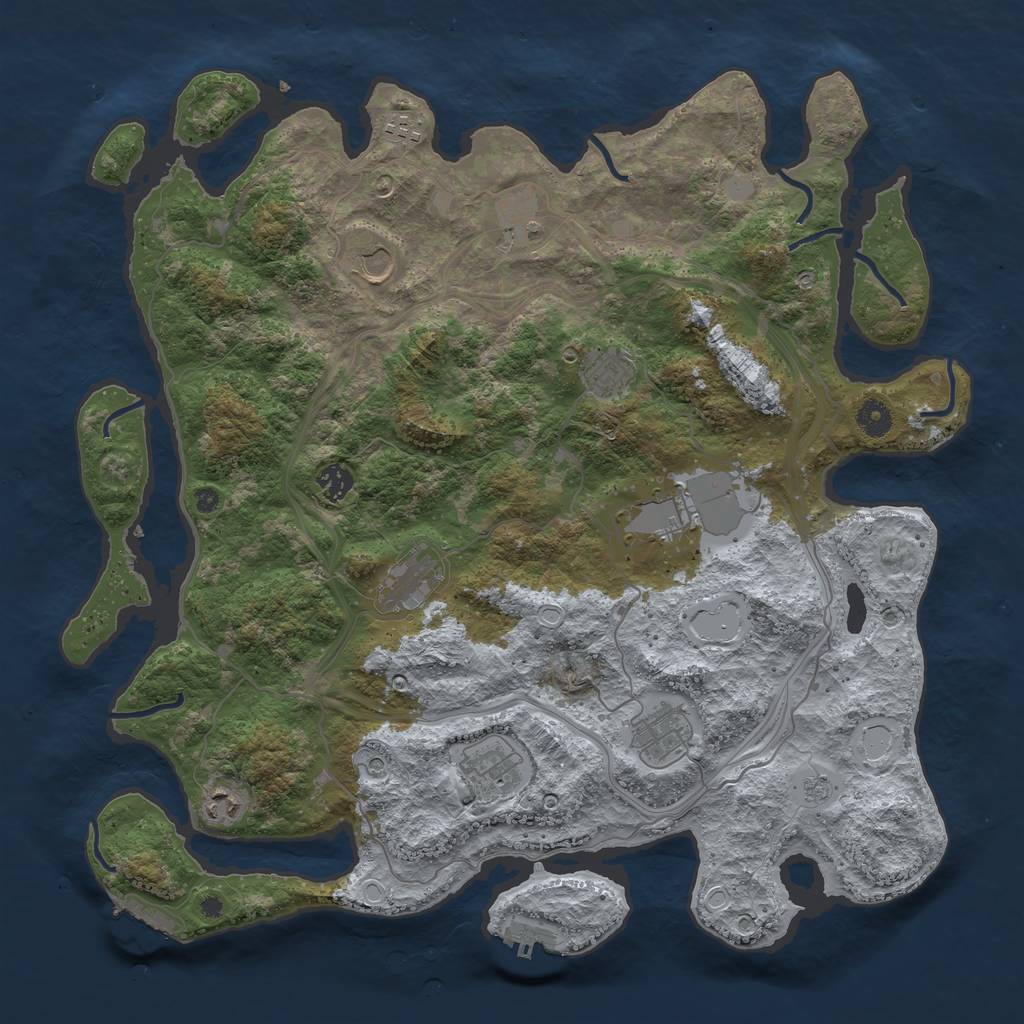 Rust Map: Procedural Map, Size: 4300, Seed: 275418094, 19 Monuments