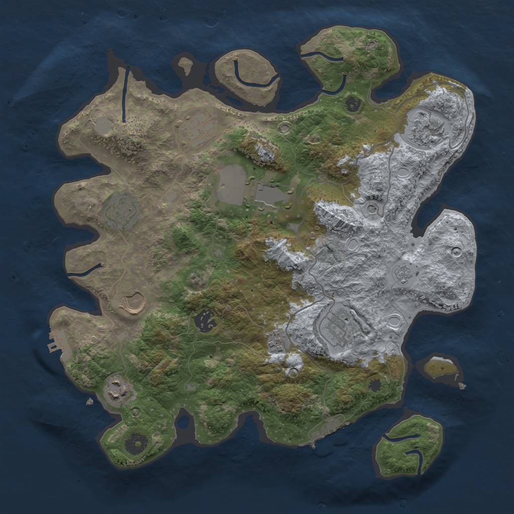 Rust Map: Procedural Map, Size: 3500, Seed: 29581336, 18 Monuments