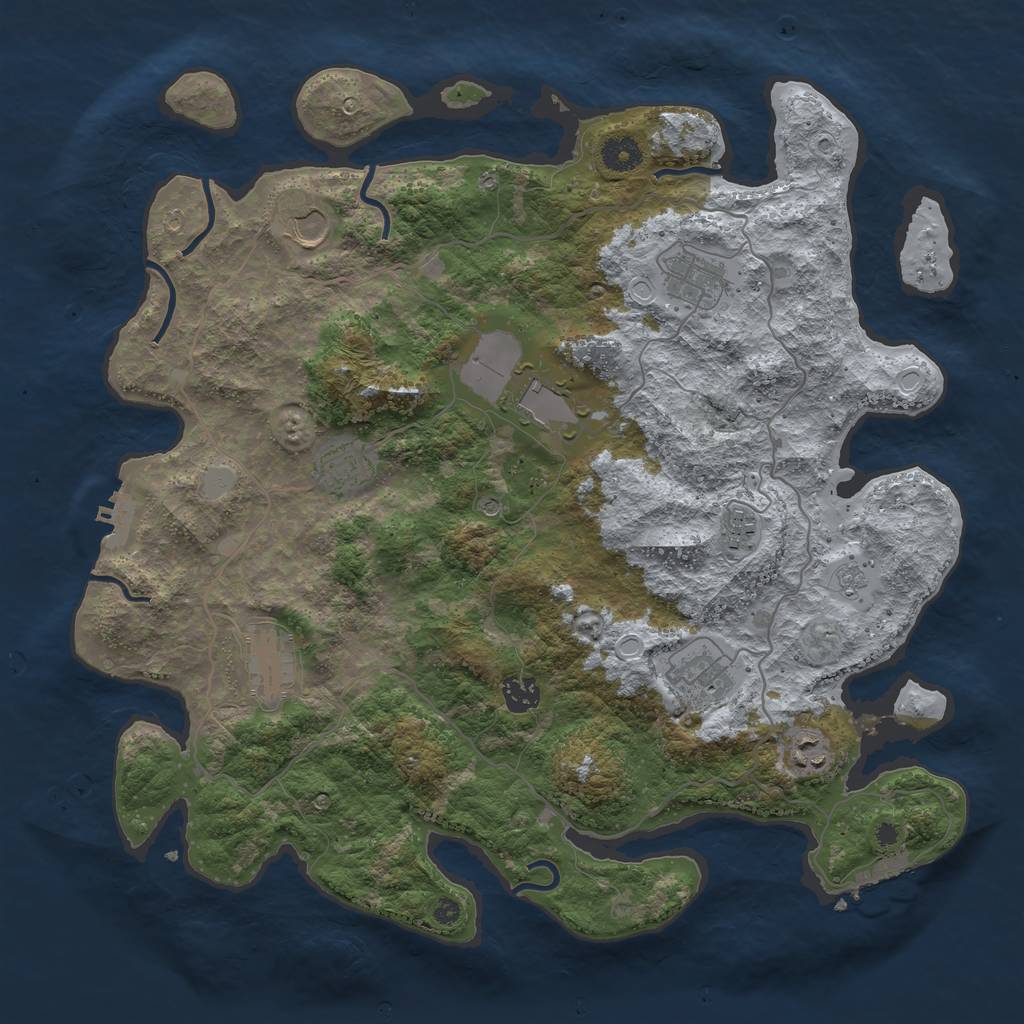 Rust Map: Procedural Map, Size: 4000, Seed: 6102022, 18 Monuments