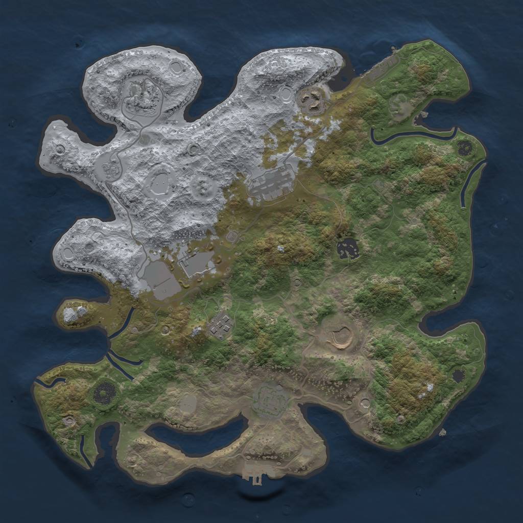 Rust Map: Procedural Map, Size: 3500, Seed: 94088565, 17 Monuments
