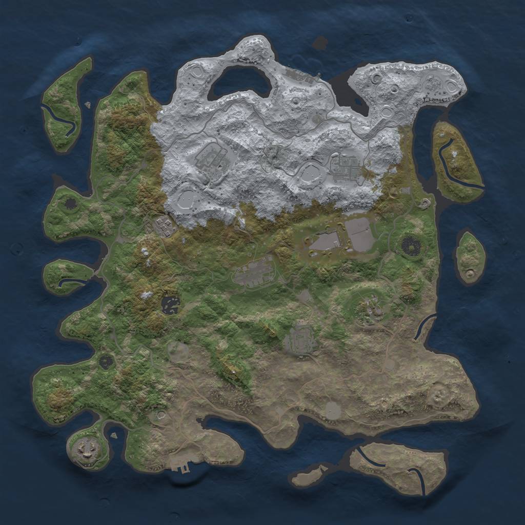 Rust Map: Procedural Map, Size: 4000, Seed: 106076, 18 Monuments