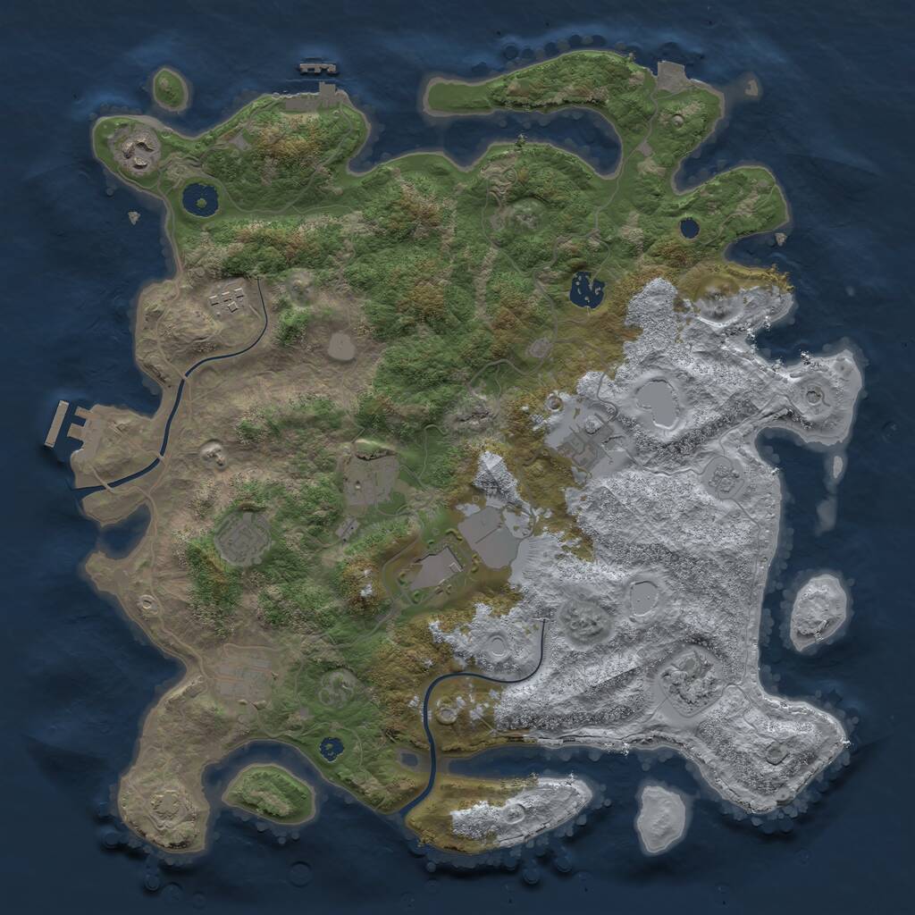 Rust Map: Procedural Map, Size: 3900, Seed: 258, 15 Monuments