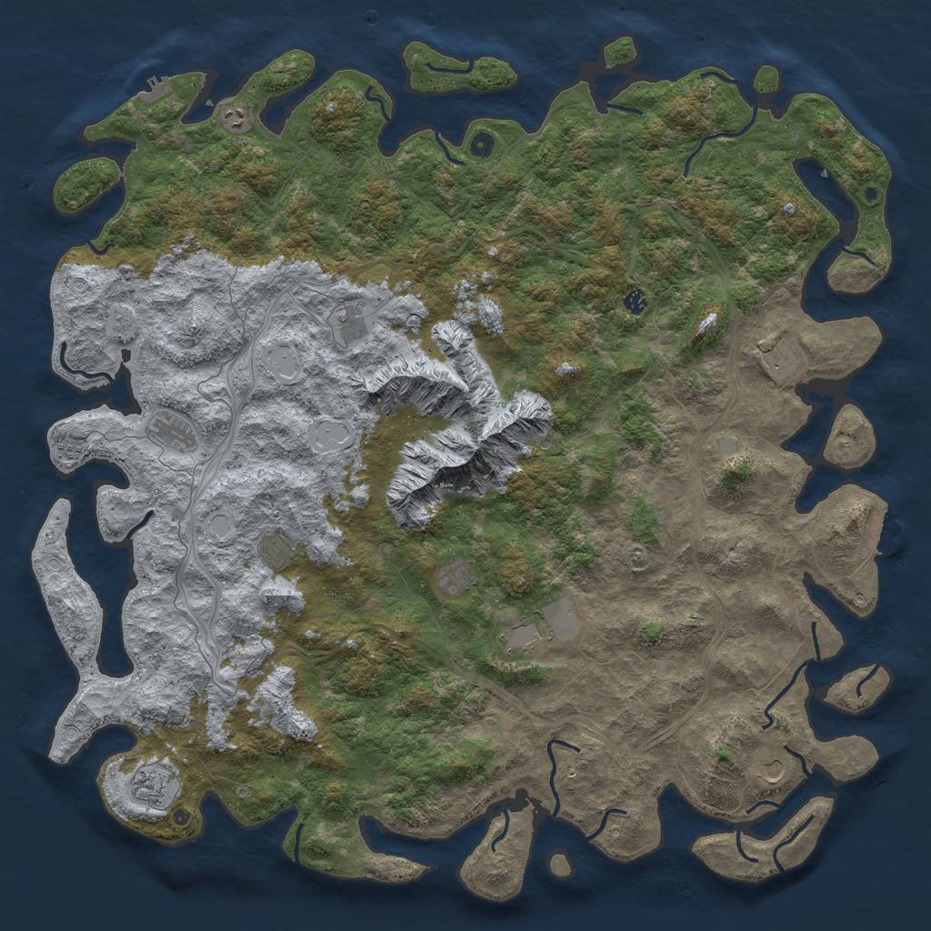 Rust Map: Procedural Map, Size: 6000, Seed: 1291753673, 20 Monuments