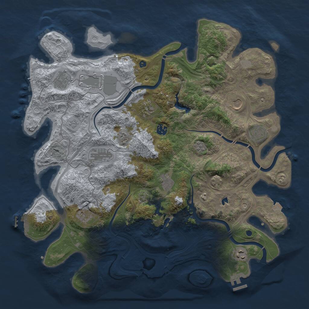 Rust Map: Procedural Map, Size: 4300, Seed: 1376711062, 17 Monuments