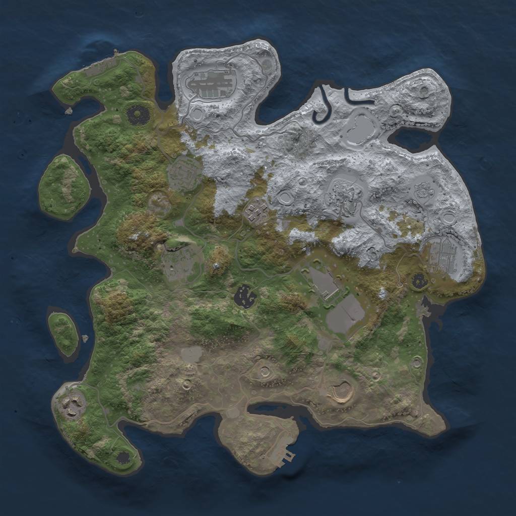 Rust Map: Procedural Map, Size: 3500, Seed: 1477453231, 19 Monuments