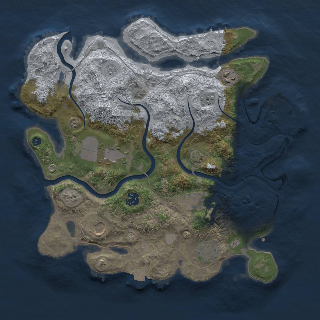Rust Map: Procedural Map, Size: 3500, Seed: 7205705, 12 Monuments