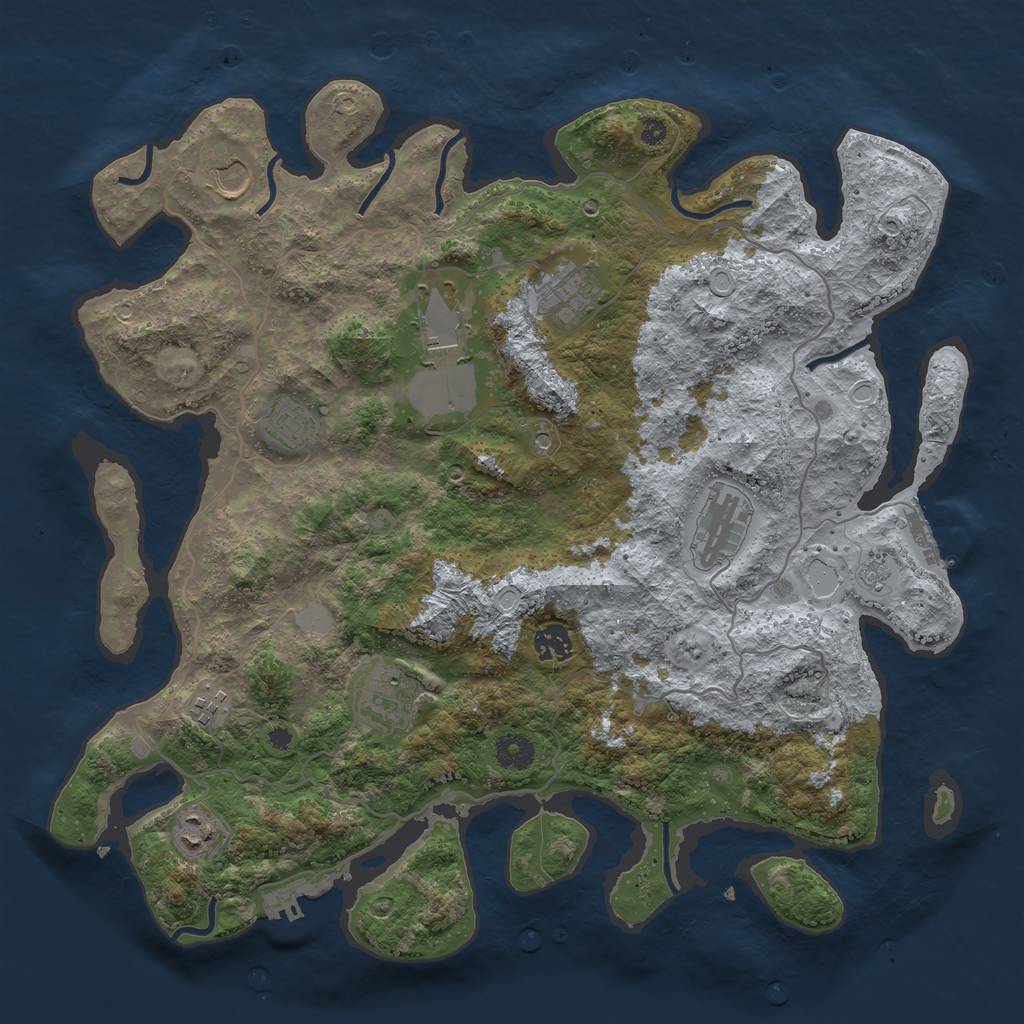 Rust Map: Procedural Map, Size: 4000, Seed: 7462, 18 Monuments