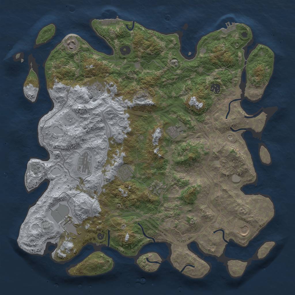 Rust Map: Procedural Map, Size: 4300, Seed: 2501328, 19 Monuments