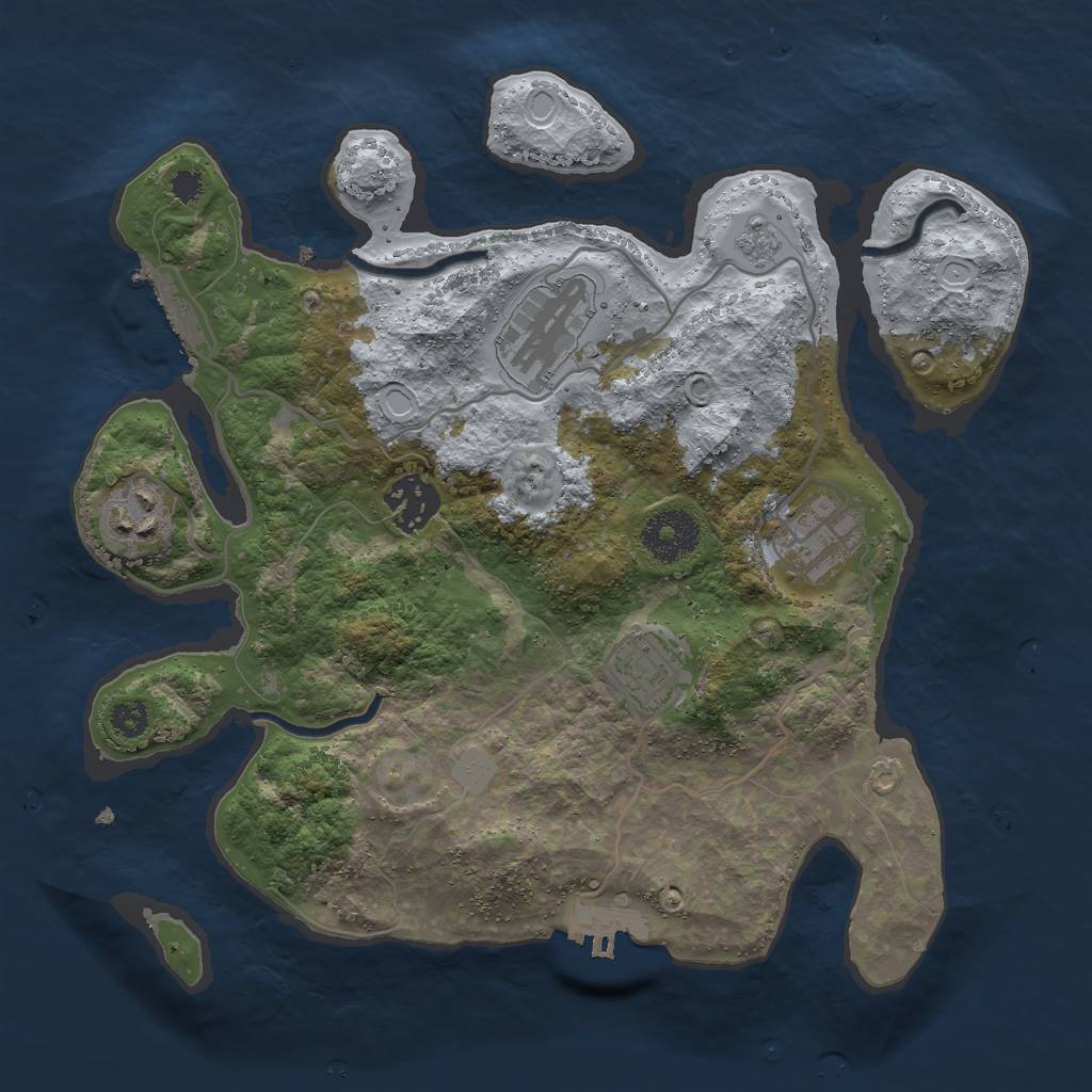 Rust Map: Procedural Map, Size: 3000, Seed: 1208898510, 13 Monuments