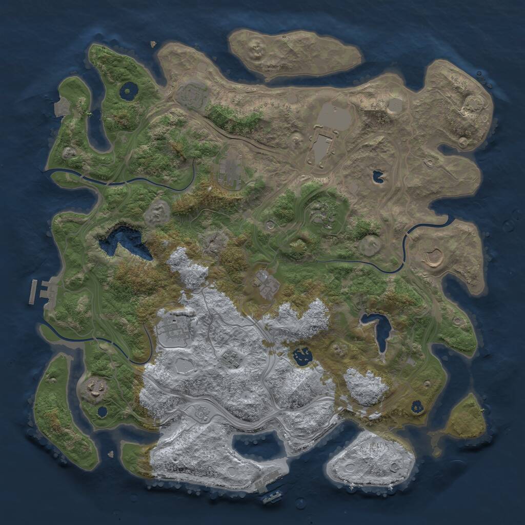 Rust Map: Procedural Map, Size: 4250, Seed: 642942289, 16 Monuments
