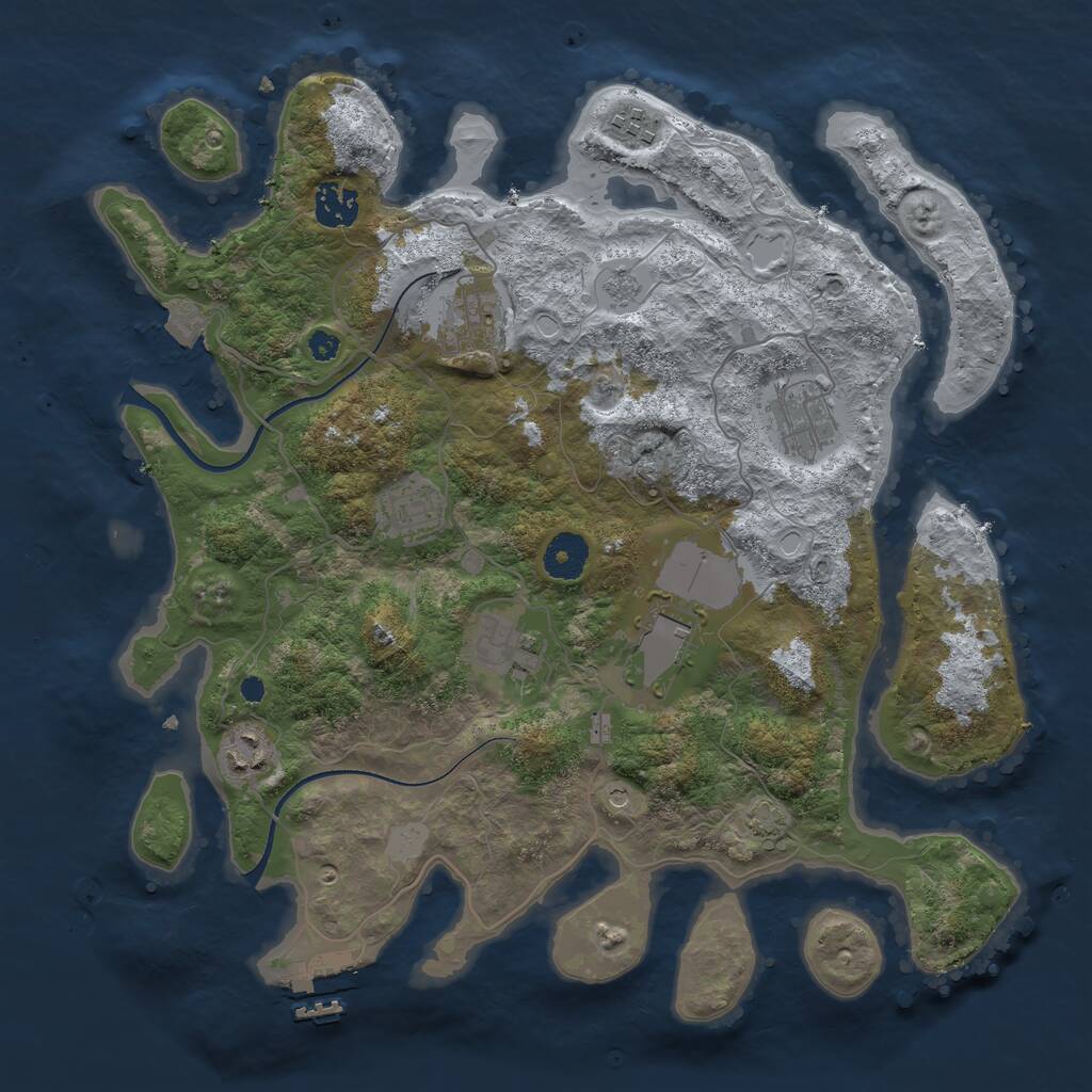 Rust Map: Procedural Map, Size: 3600, Seed: 6942601, 13 Monuments