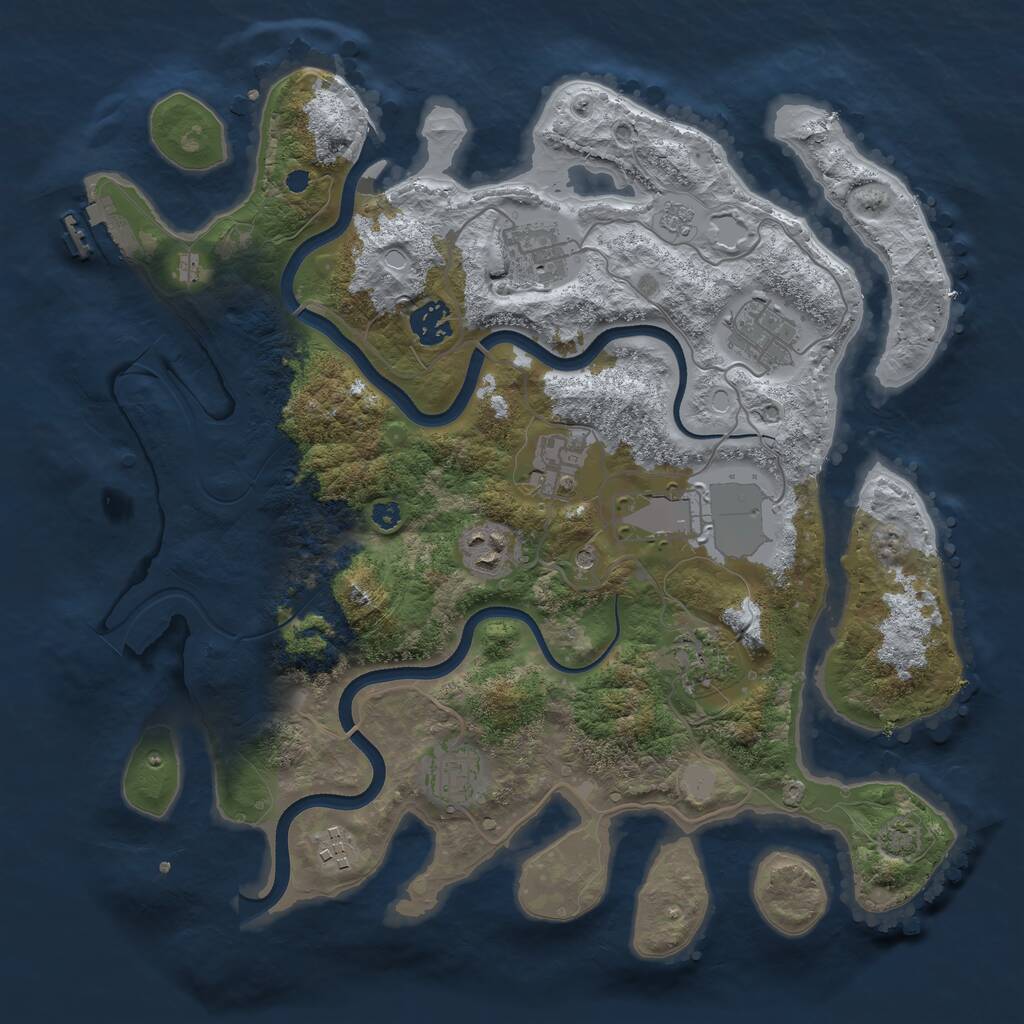 Rust Map: Procedural Map, Size: 3600, Seed: 6942601, 14 Monuments