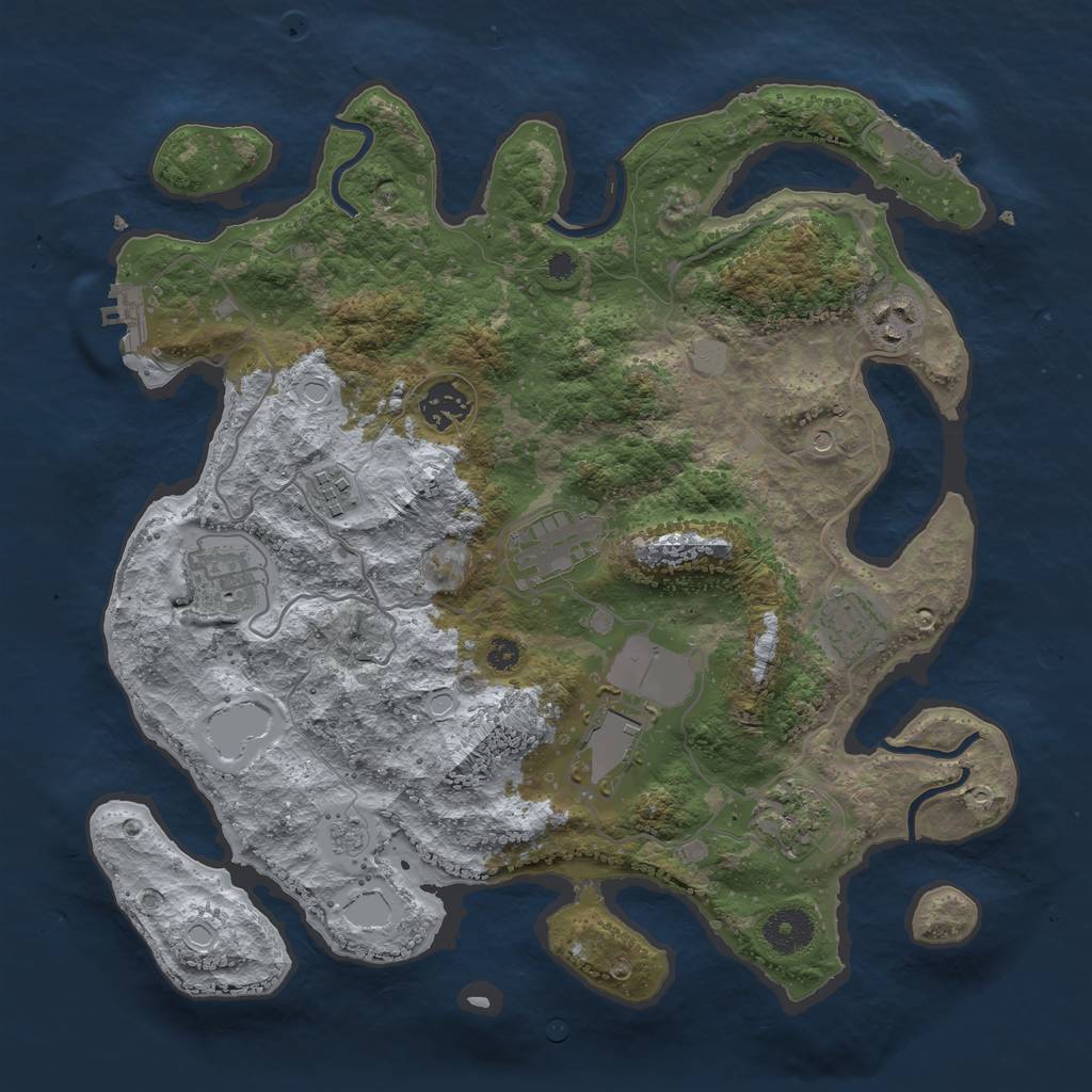 Rust Map: Procedural Map, Size: 3500, Seed: 769295, 17 Monuments