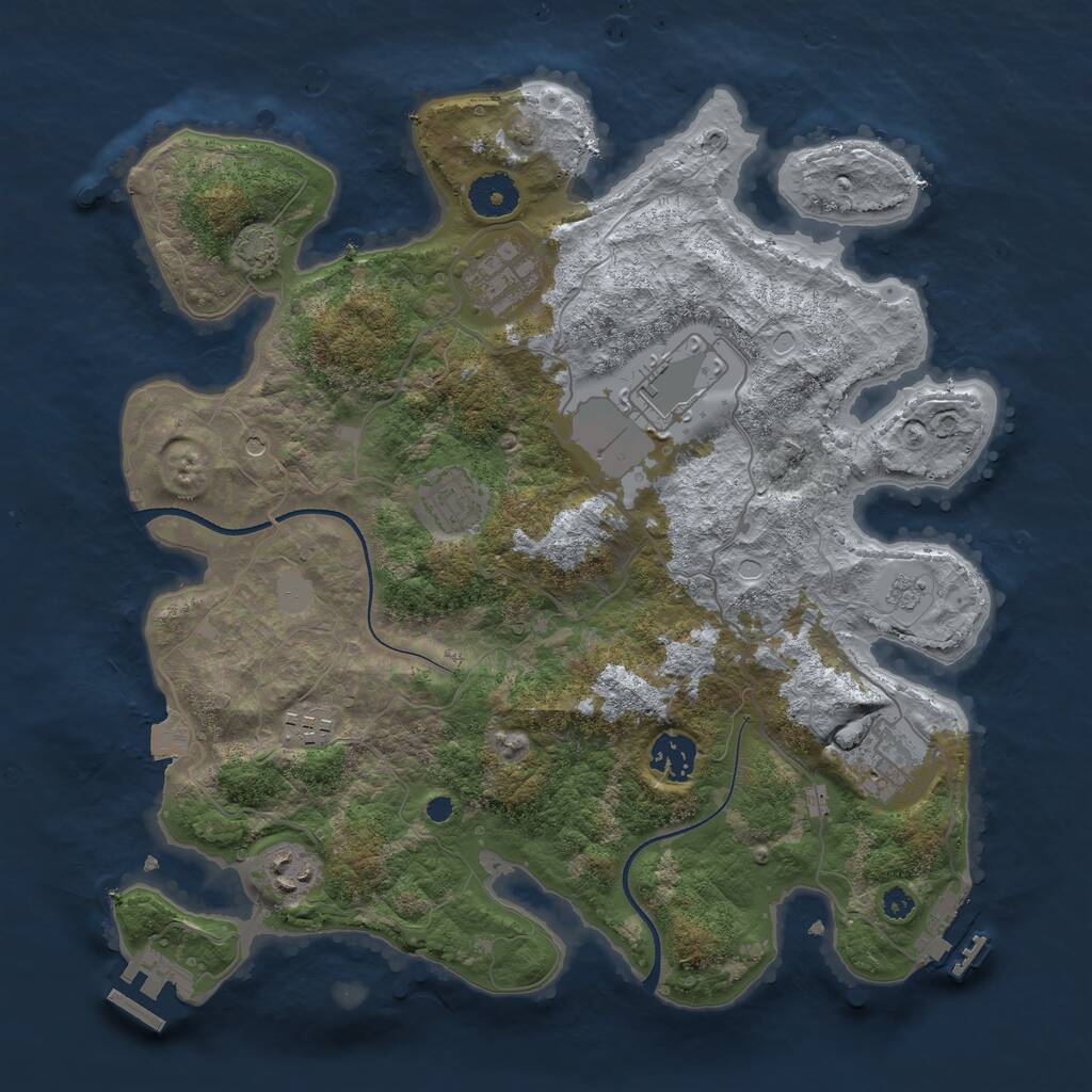 Rust Map: Procedural Map, Size: 3500, Seed: 5341, 13 Monuments