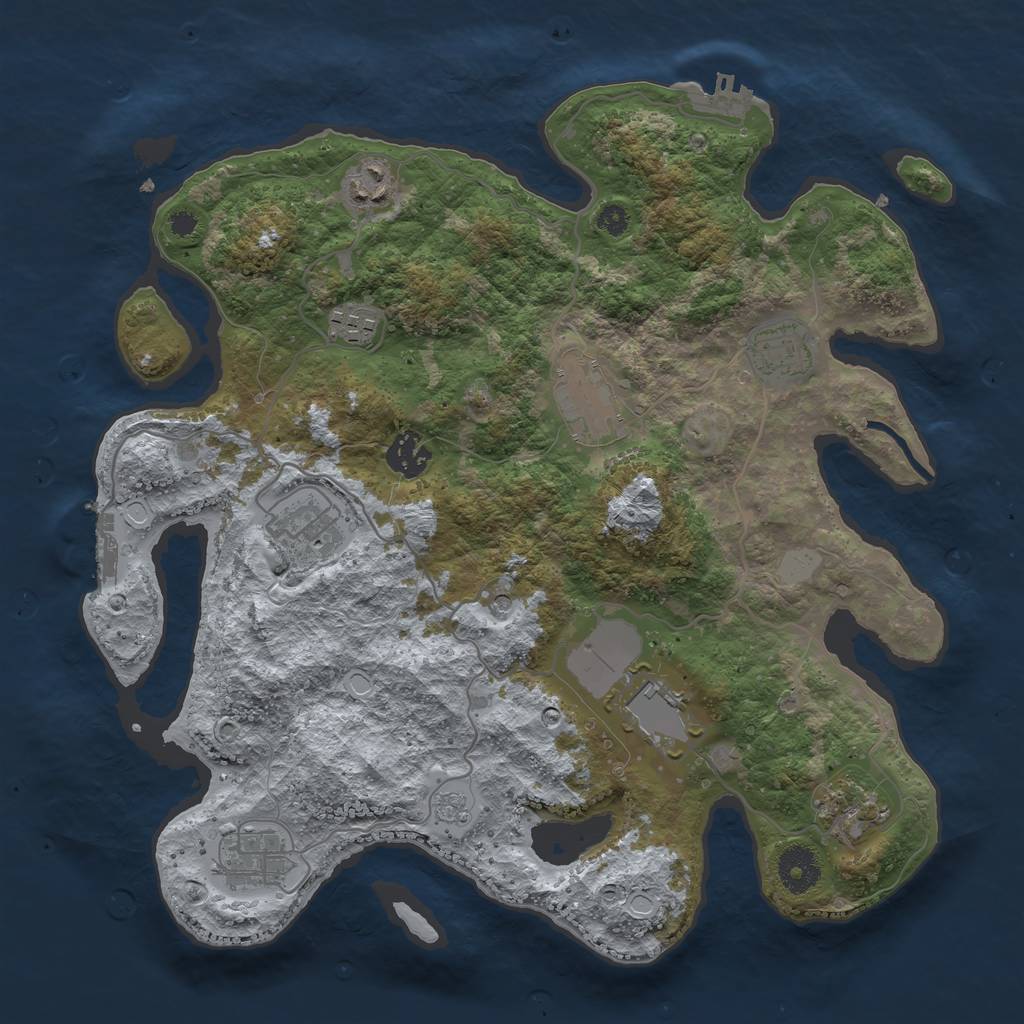 Rust Map: Procedural Map, Size: 3500, Seed: 1587159145, 18 Monuments