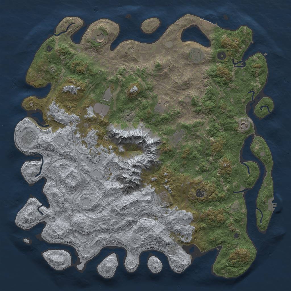 Rust Map: Procedural Map, Size: 5000, Seed: 1155, 20 Monuments