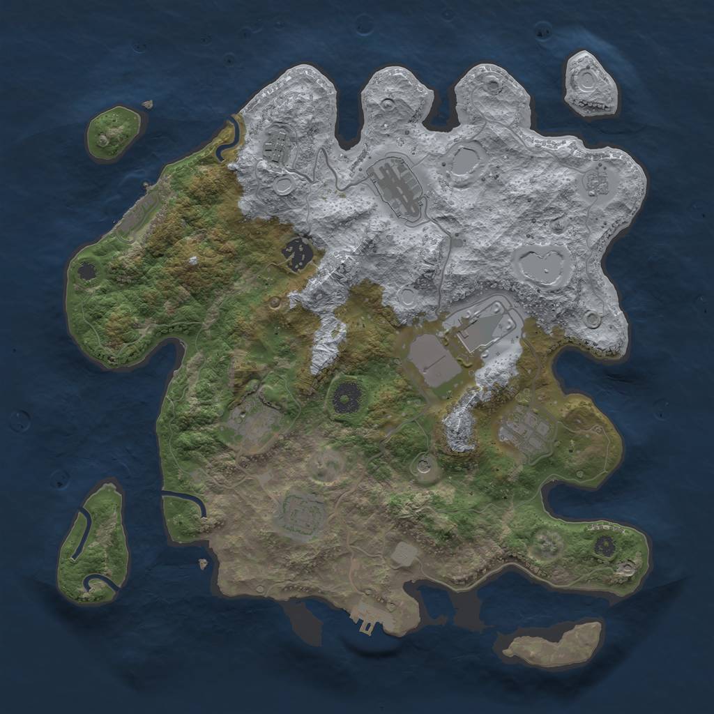 Rust Map: Procedural Map, Size: 3500, Seed: 2045607939, 16 Monuments