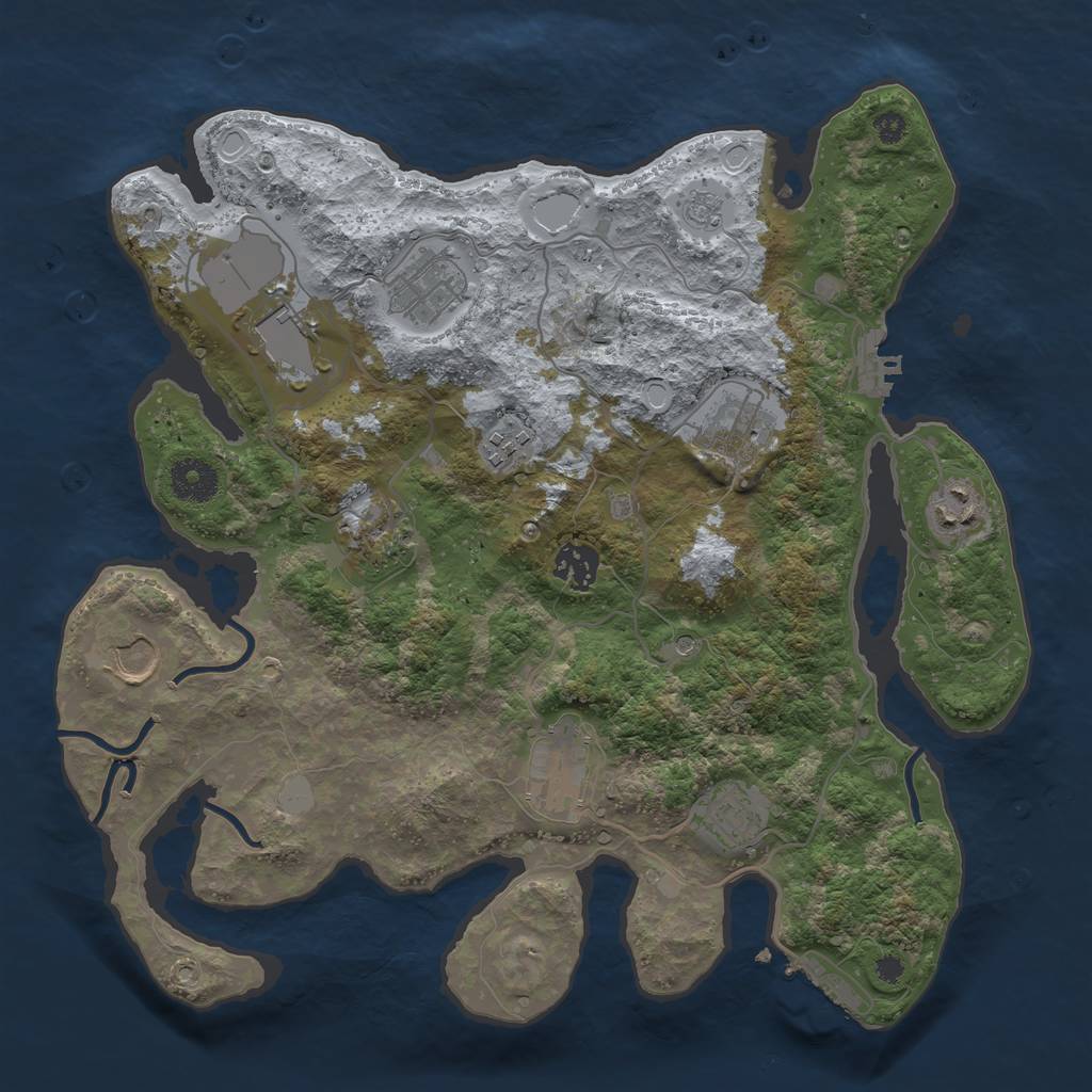 Rust Map: Procedural Map, Size: 3500, Seed: 1814694675, 19 Monuments