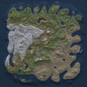 Thumbnail Rust Map: Procedural Map, Size: 4500, Seed: 305, 17 Monuments