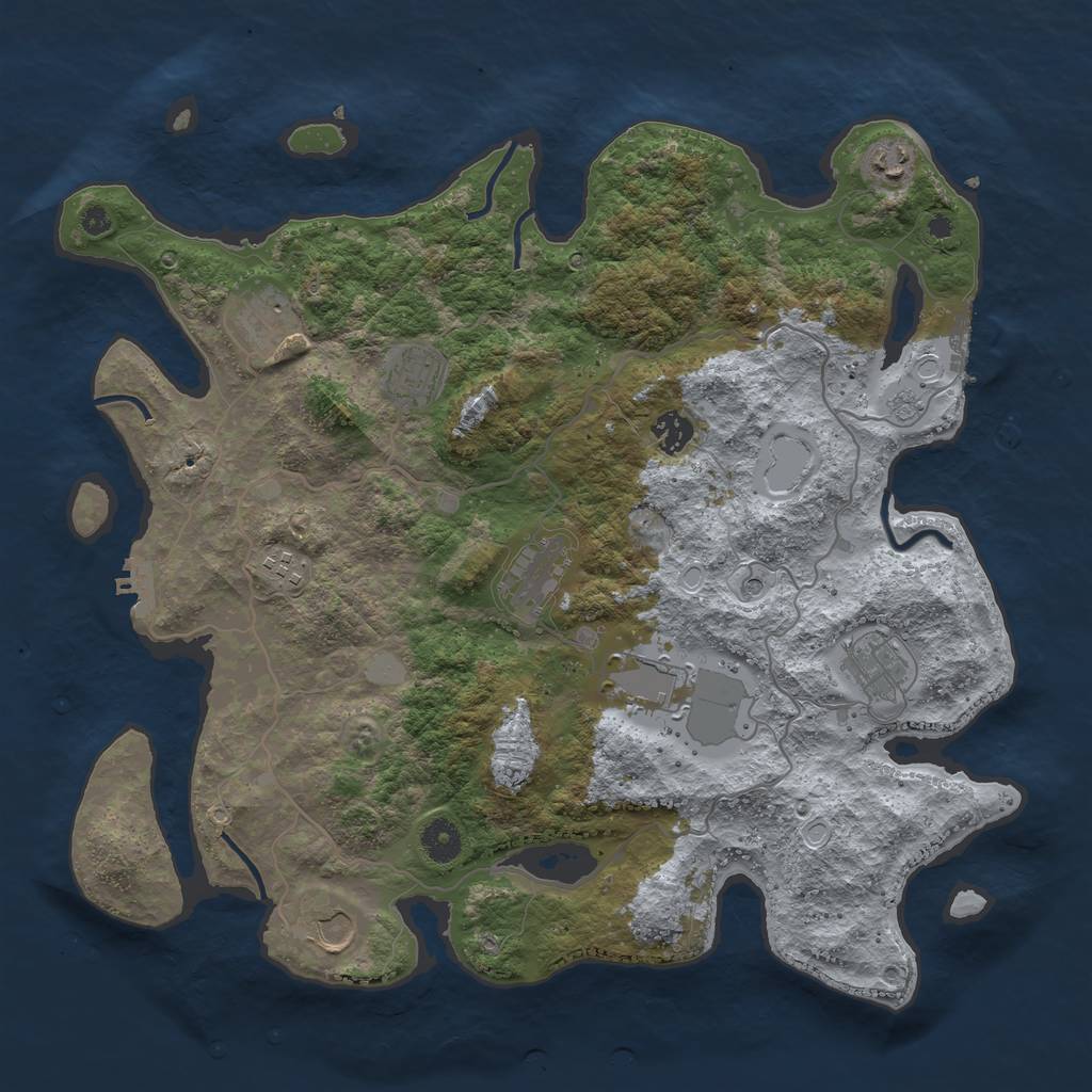 Rust Map: Procedural Map, Size: 4000, Seed: 1433986617, 18 Monuments